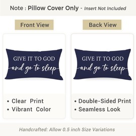 HERHOME Christian Pillow Covers 12x20 for Bed Set of 2 – Navy Blue Faith Lumbar Cushion Case – Give It to God and Go to Sleep/Relax God’s Got This – Inspirational Gift for Him