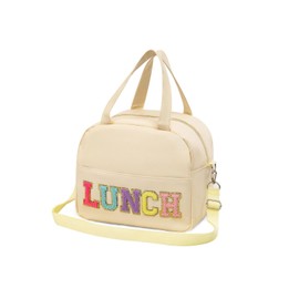 Huipalon Insulated Lunch Bag Leakproof Lunch Bags for Women Portable Girls Lunch Bag with Adjustable Long Strap Cute Lunch Box Bag for School Office (Off-White)