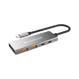 CONCEPTRONIC HUBBIES15G 4-Port USB 3.2 Gen 2 Hub, 10Gbps, USB-C x 2, USB-A x 2, 100W USB PD, Aluminium Housing