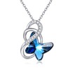 AOBOCO Sterling Silver Butterfly Necklace, Butterfly Jewellery Anniversary Birthday Gifts for Women Girls Her Daughter Wife (Blue)