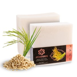 Panu Jasmine Rice Soaps - Vegan Shower Soap for All Skin Types - Natural Soap as Solid Shower Gel and Solid Shampoo - Premium Soap Bar - Natural Shower Chunk as Solid Shower Gel