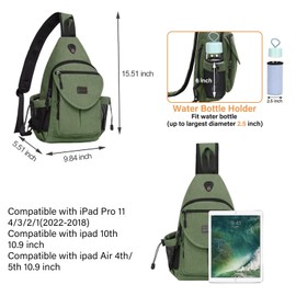 MOSISO Mochila la Honda,Lona Crossbody Mochila de Senderismo Bolsa con Bolsillo Antirrobo, Verde Ejercito