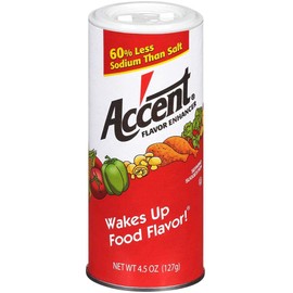 Ac'cent Flavor Enhancer 00054 All Natural, Wakes Up Food Flavor Canister; Ideal for Meats, Poultry, Vegetables, Soups and Salads, Monosodium Glutamate Imparts an Umami Flavor, 4.5 Oz (Pack of 3)