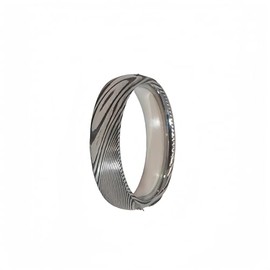 ZXSPGSS Men's Damascus Steel Ring Natural Meteorite Patterns 6mm Width Ideal for Everyday Wear Gift Size10, Damascus steel, No Gemstone