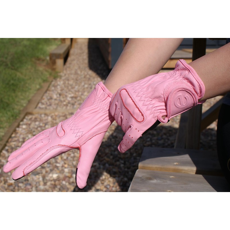 eGlove EQUEST GRIP PRO Leather Touchscreen Horse Riding Gloves (Blush