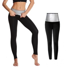 High-Waist Abdominal Sauna 9-Length Leggings Black 9-Length/L (66) 2ea