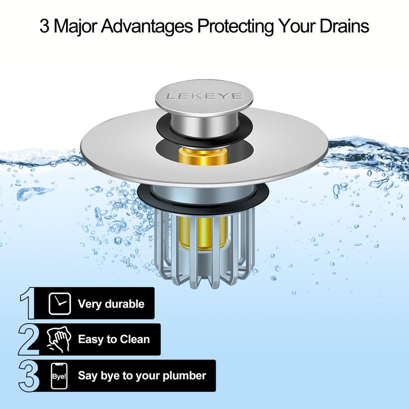 LEKEYE Bathroom Sink Stopper | Shower Drain Hair Catcher |
