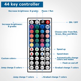 Dual Outputs 44 Keys IR Remote Controller 4 Pin 2 Ports RGB Control Box RGB LED Strip Light Controller with WirelessReceiver for RGB 5050 3528 LED Strip Lights
