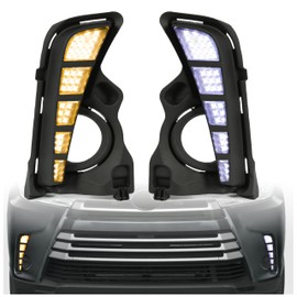 HECASA LED Daytime Running Light Fog Lamp Compatible with 2017-2019 Toyota Highlander DRL Turn Signal Replacement W/O Bundles 2Pcs