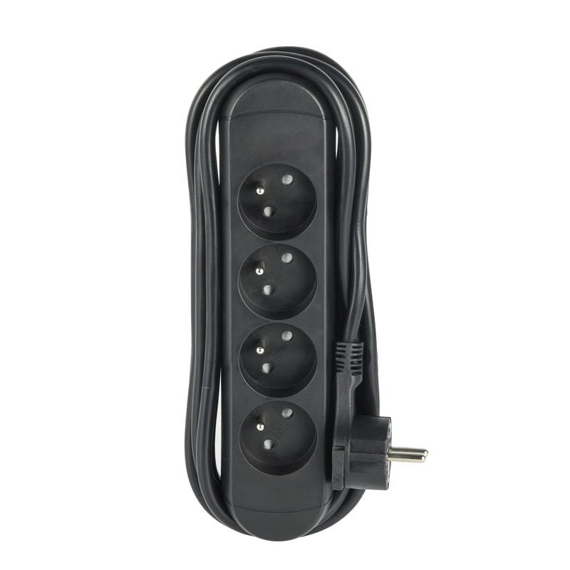 Electraline 32057 Power Strip 4 French Sockets with Cable Reel