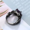 Ganquya Emerald Cut Purple Amethyst Cubic Zirconia Ring, Black Gold