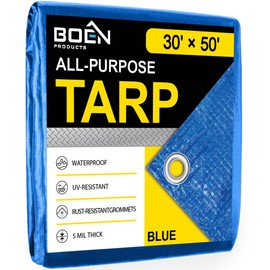 Blue Multi Purpose Tarps 30' x 50', 8 x 8 Weave