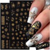 8pcs Glitter Gold Snowflake Nail Stickers for Women Christmas Nail