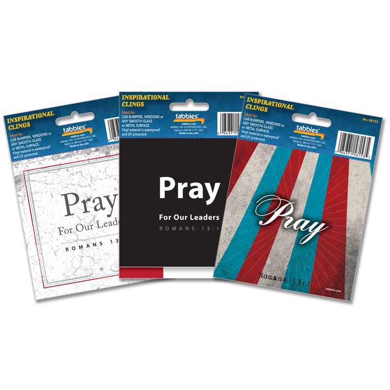 Tabbies Scripture-Inspired Patriotic Clings, Pray: Romans 13:1, Assorted Pack 5