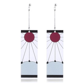 Demon Slayer Earrings, Kimetsu No Yaiba Kamado Tanjirou Earrings with Pendant, Statement Earrings for Anime Lovers, Acrylic
