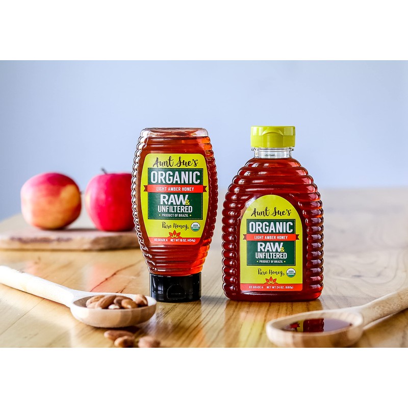 Aunt Sue’s Raw & Unfiltered Organic Honey, Light Amber, USDA