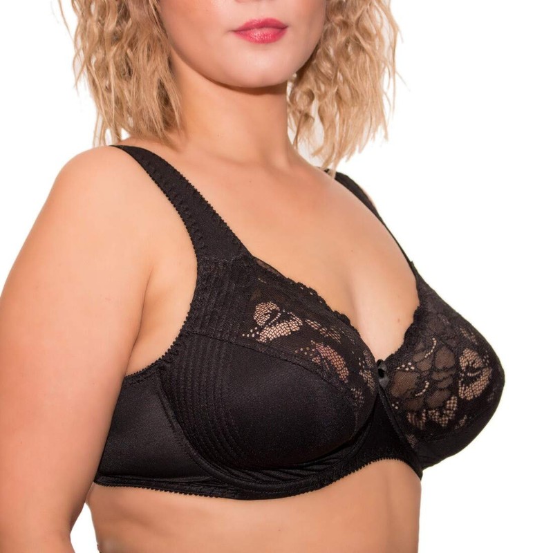 Wide Strap Bra Plus Size Full Coverage Underwire Support Panels