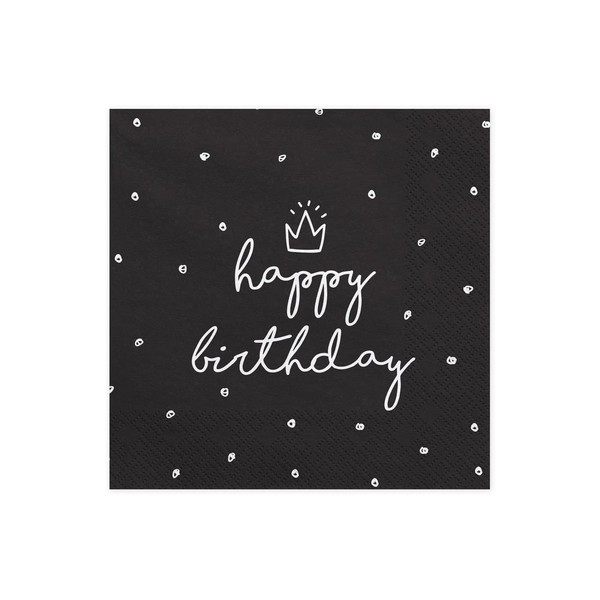 partydeco.pl serviettes, Happy Birthday, 33 x 33 cm, 1 pack