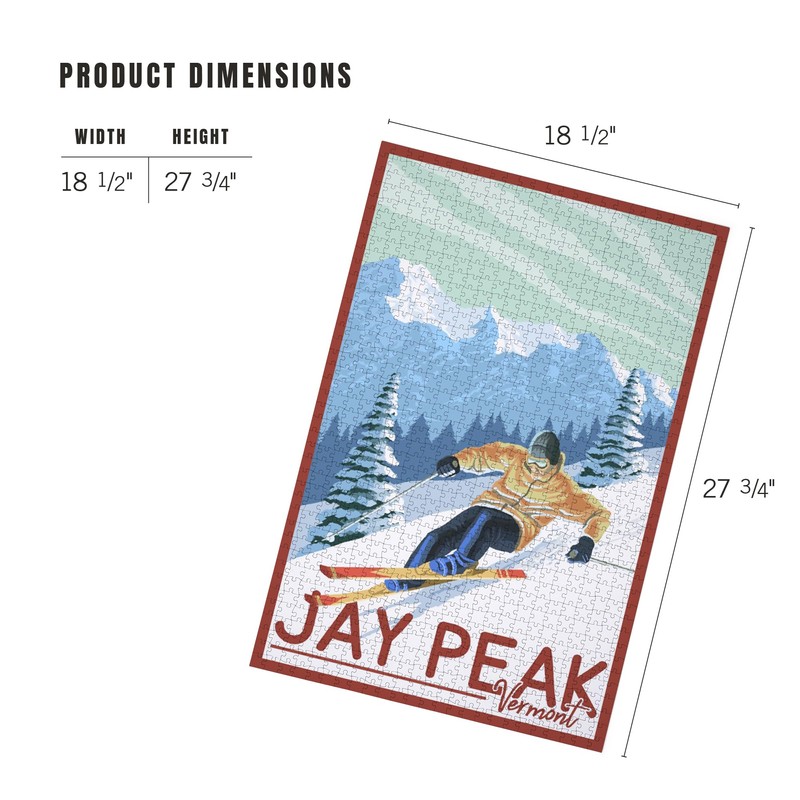 Lantern Press Jay Peak, Vermont, Downhill Skier, 1000 Piece Jigsaw