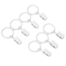 C.M. Curtain Rings with Curtain Clips, Inner Diameter 1.0 inches (25 mm), 20 Pieces, Sliding Rings, Curtain Ring Clips, Rust Resistant, White