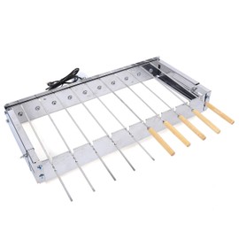 Stainless Steel Electric Skewer Turner, Rotated Grilling Rack Shish Kabob Set with 10pcs Skewers BBQ Grill for Campers Travel Park Beach Picnic
