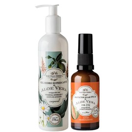 Boutique Herbal| Kit Vacacional: Gel Corporal de Aloe Vera (270ml) + Protector Solar FPS 50 (50ml) |Productos a base de sábila hidratación profunda|Cu