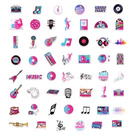 100pcs Music Theme Waterproof Vinyl Stickers - Music Decor & Party Favors for Laptop, Water Bottle, Skateboard
