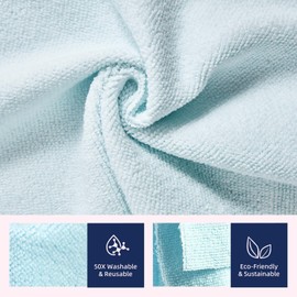 & PLUSH Microfiber Cleaning Cloth Roll - 70 Pack, Tear Away Microfiber Towels, 12" x 12", Reusable, Washable, Streak Free, Ultra Absorbent Dish Rags for Car, Home, Garage or Shop (Blue and White)