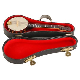 Laroal Mini Banjo Model Wooden Miniature Musical Instrument Figurine with Stand and Box for Teachers Clients Friends and Loved Ones 14cm Banjo