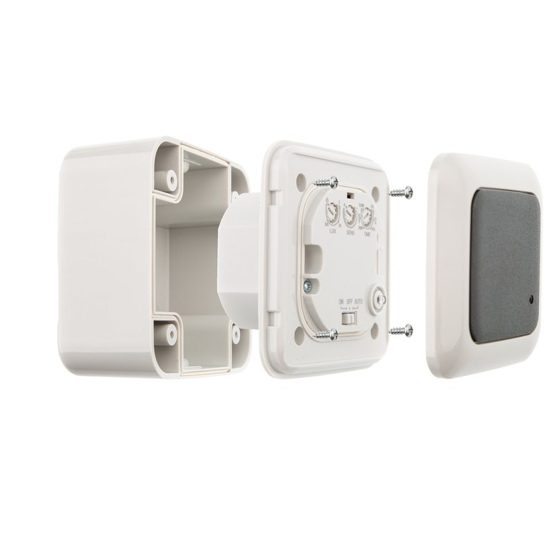 Huber Motion, 180° motion detector, white, fitted, concealed, energy efficient,
