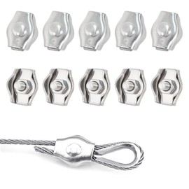 Pack of 10 M3 Wire Rope Clamps, Stainless Steel Cable Clamp, Stainless Steel 304 Cable Clamp, Stainless Steel Wire Rope Clip for 3 mm Wire Ropes, Simplex Clamp for Attaching Steel Wire Ropes and Cable