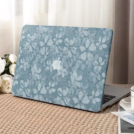Seorsok Compatible with MacBook Air 13 Inch Case2022 2021 2020 2019 2018 Release A1932 A2179 M1 A2337 Touch ID,Leaves Printed Leather Plastic Hard Shell Case with Transparent Keyboard Cover,Blue