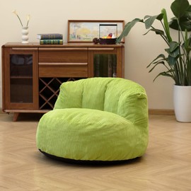 N&V Large Crescent Bean Bag Chair, Adult Size Bean Bag Sack, Foam Filling, Soft Premium Corduroy Bean Bag for Living Room Bedroom Dorm and Office (Lime)