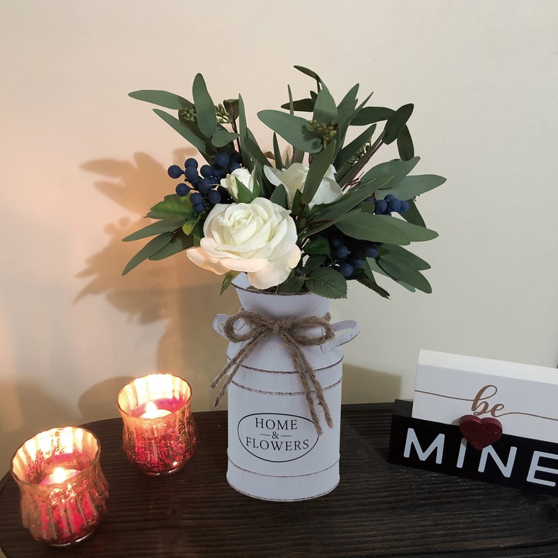 MISIXILE Rustic Farmhouse Vase Galvanized Milk Can, Metal Decorative Shabby