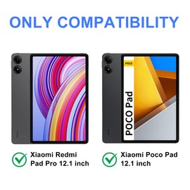 IVEOPPE Keyboard Case for Xiaomi Redmi Pad Pro 12.1 Inch 2024/Xiaomi Poco Pad 12.1", 7 Colors Backlit, Detachable Bluetooth Wireless Keyboard Slim PU Stand Cover with Pencil Holder,Rose Gold