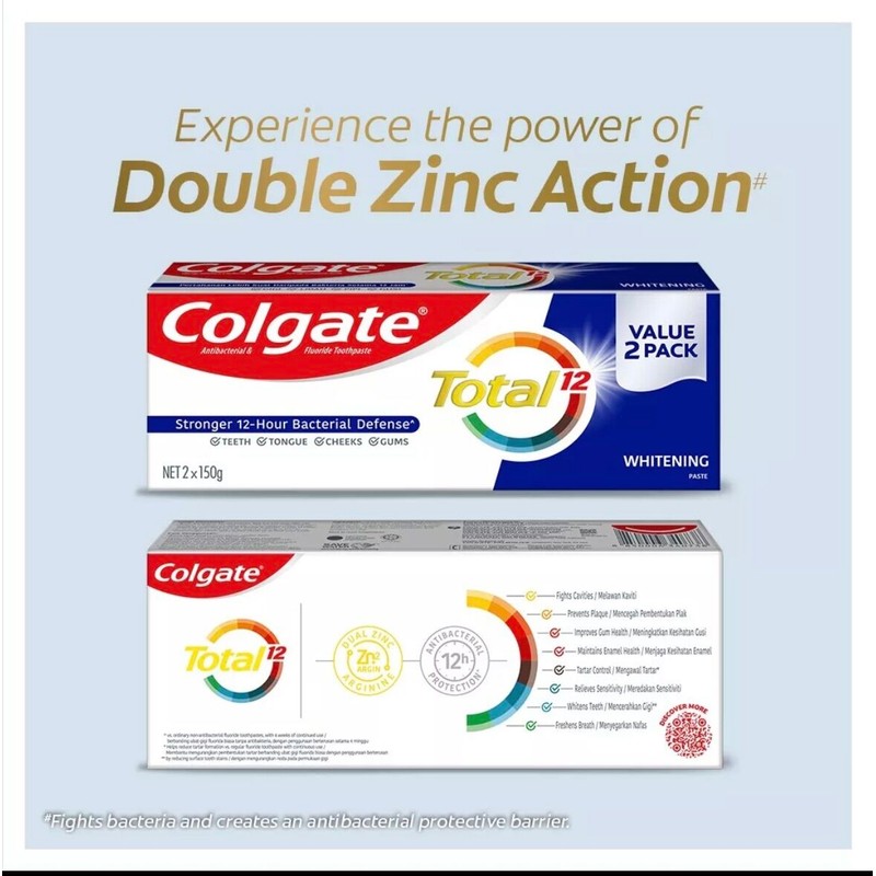 Colgate Total Value Twin Pack 150g x 2 150 Whitening,