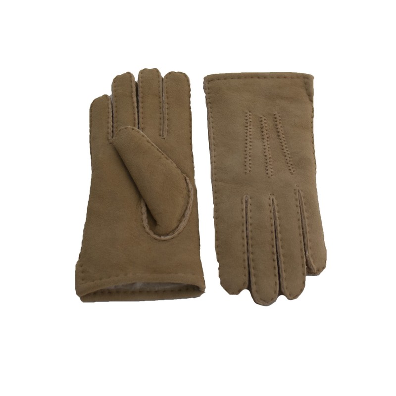 Genuine Lambskin Winter Gloves colour natural beige - warm lining
