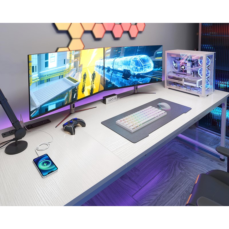 Coleshome 71 Inch Computer Desk with USB Ports, Large Office