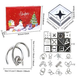 Christmas Calendar 2023, Pack of 24 Advent Calendar with Puzzles, Patience Games, Mini Thinking Game, Children's Skill Game, 3D Toy - Promotes Concentration, Relieve Stress