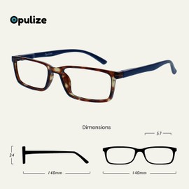 OPULIZE-Ver gafas de lectura con bloqueo de luz azul Marrón Azul Brazo Juegos de computadora Antirreflejo Hombres Mujeres B92 +3.00