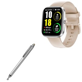 BoxWave Stylus Pen Compatible with Kuizil 1.91" Smartwatch - DualTip Capacitive Stylus, Fiber Tip Disc Tip Capacitive Stylus Pen - Metallic Silver