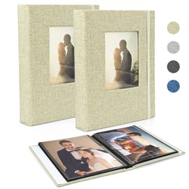 Fotoalbum 13x18 52 2 Packungen, Klein Mini Leinen Fotoalbum, Fotoalbum Schwarze Seiten 26 Seiten mit 52 Fotos, Einsteckalbum für Baby Valentinstag Geburtstagsgeschenk