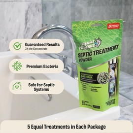Danco Liquid Rhyno 10 oz. Septic Treatment Powder, Monthly Natural Enzyme Septic Maintenance & Main Line Cleaner, Controls Odors in Sinks, Tub/Shower, Toilets, Garbage Disposal & RVs, 5 dose (12122)