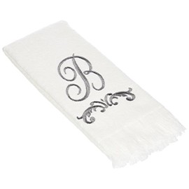 Avanti Linens 13484WPW Monogrammed Fingertip Towel, J, White