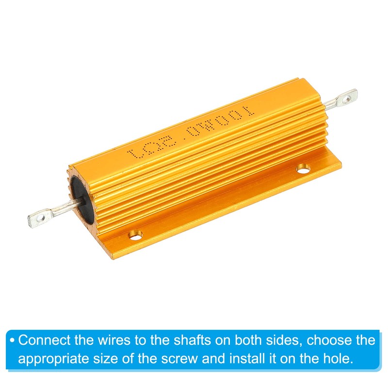 PATIKIL 2pcs 100W 0.5 Ohm Aluminium Case Resistor Housing Wire