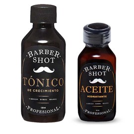 Kit Tratamiento de Bergamota y Aceite de Romero para Crecimiento y Cuidado de Barba, Bigote y Cabello Barber Shot Profesional, Mayor Hidratación en el Vello Facial.