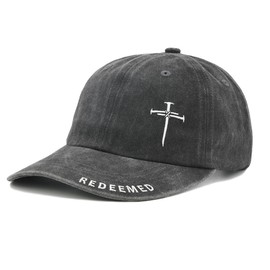 Christian Hats for Men Women, Cross Jesus Hat, Religious Gifts Redeemed Baseball Cap Black