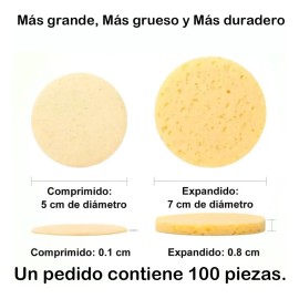 100pzs Esponja Facial Comprimida Para Limpieza Y Exfoliación