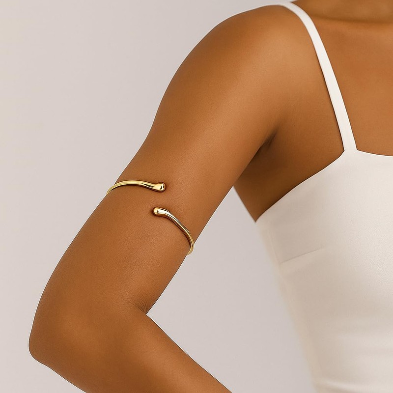 PEALICIOUS 2PCS Gold Arm Cuff for Women, Arm Cuff Gold