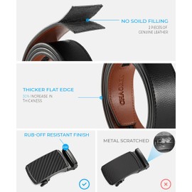 Ratchet Belts for Men 2 Pack - 1 3/8" Leather Belts Men - Design Belt Meet Almost Any Occasion and Outfit